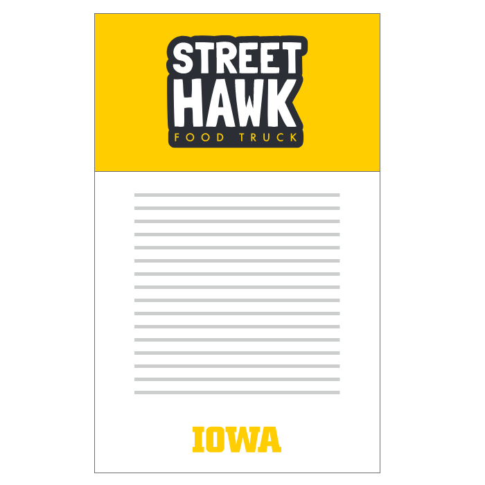 Street Hawk graphic on top of flier, block IOWA logo at bottom