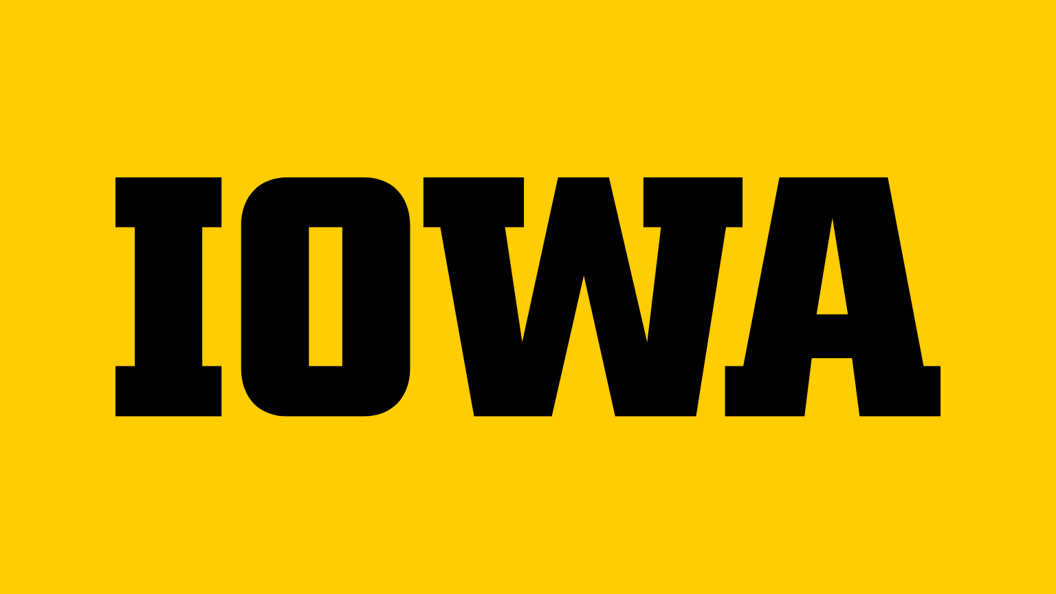 Block IOWA logo in black on gold background