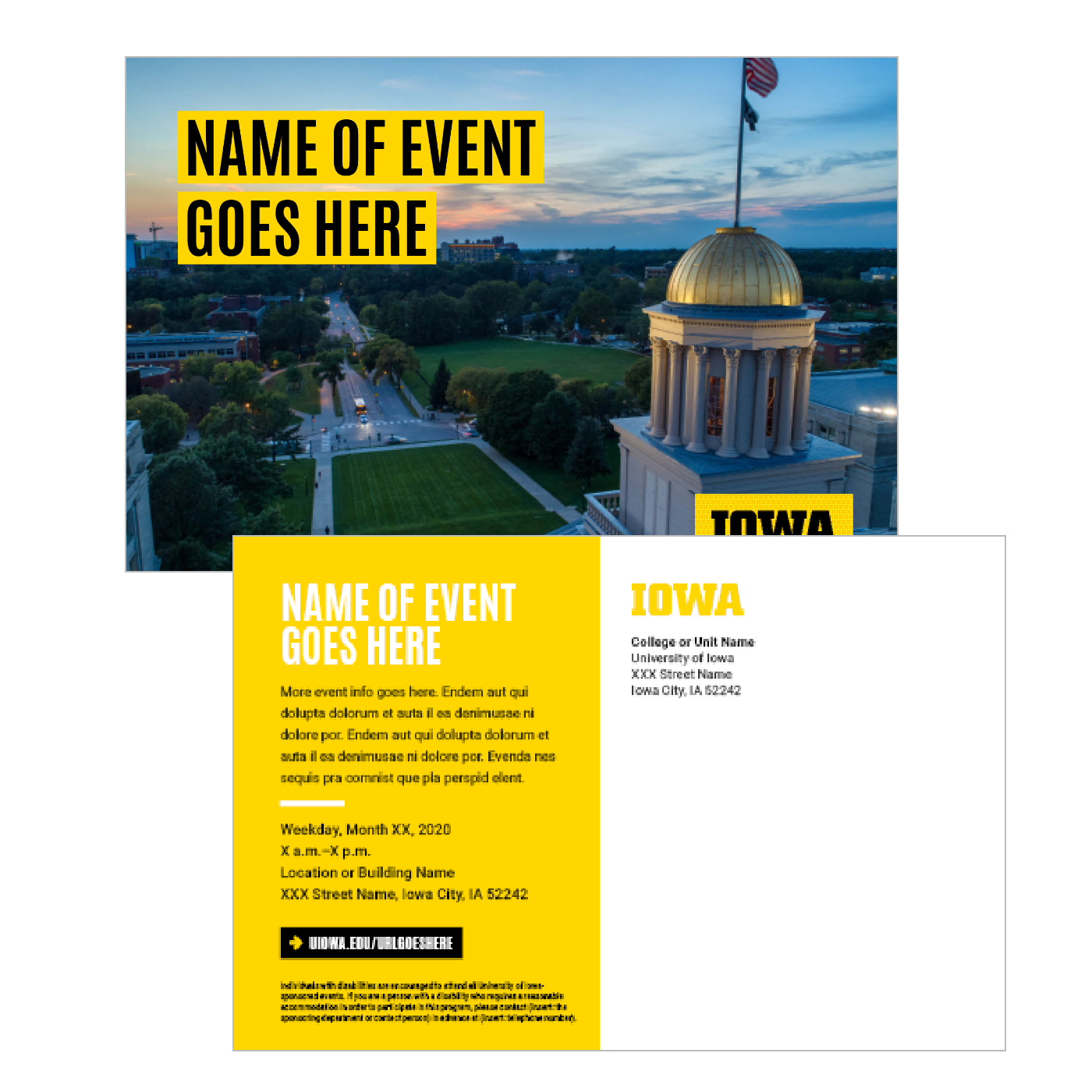 Example of an event postcard template