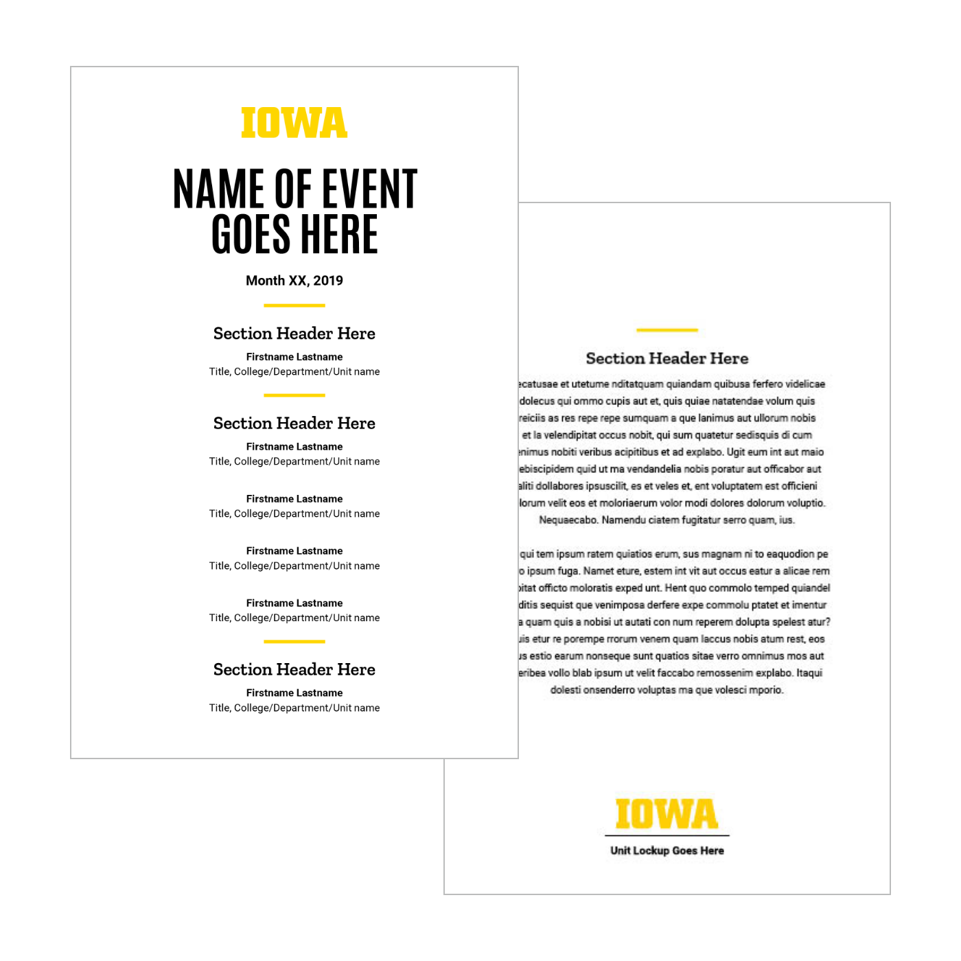 An example of a formal event program template
