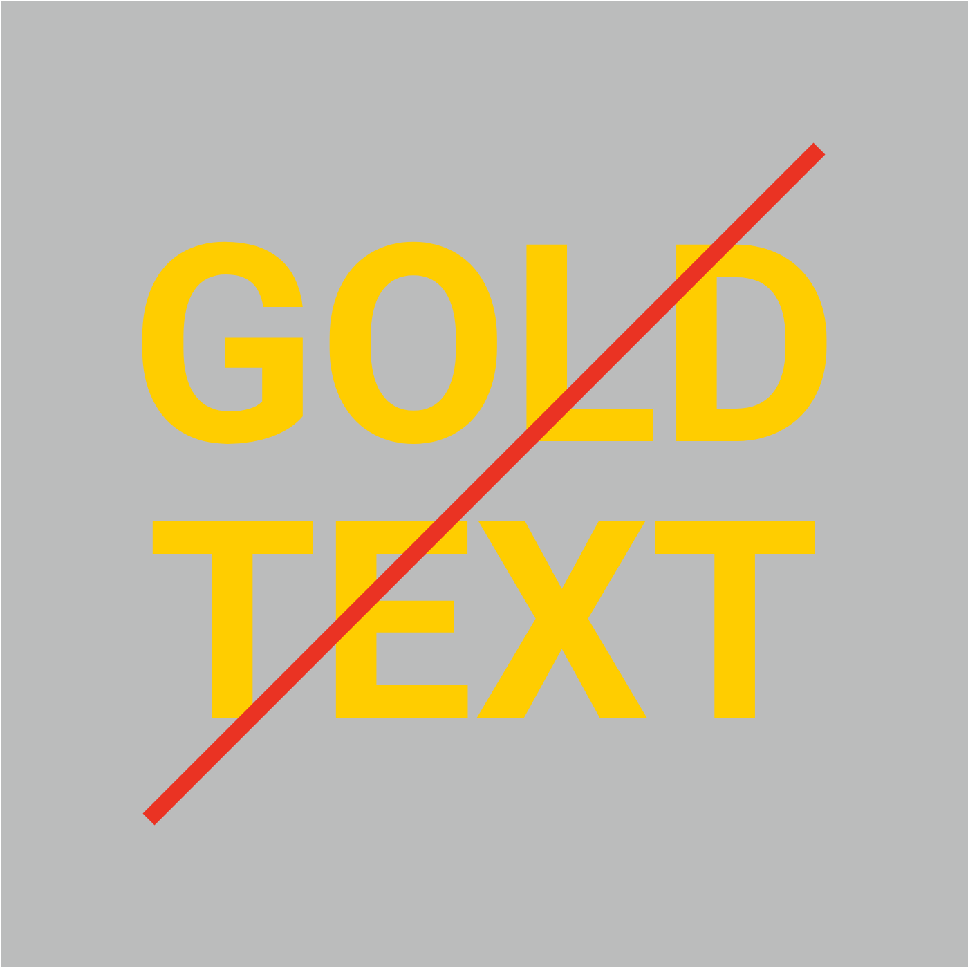 Gold text over a light gray background demonstrating insufficient contrast