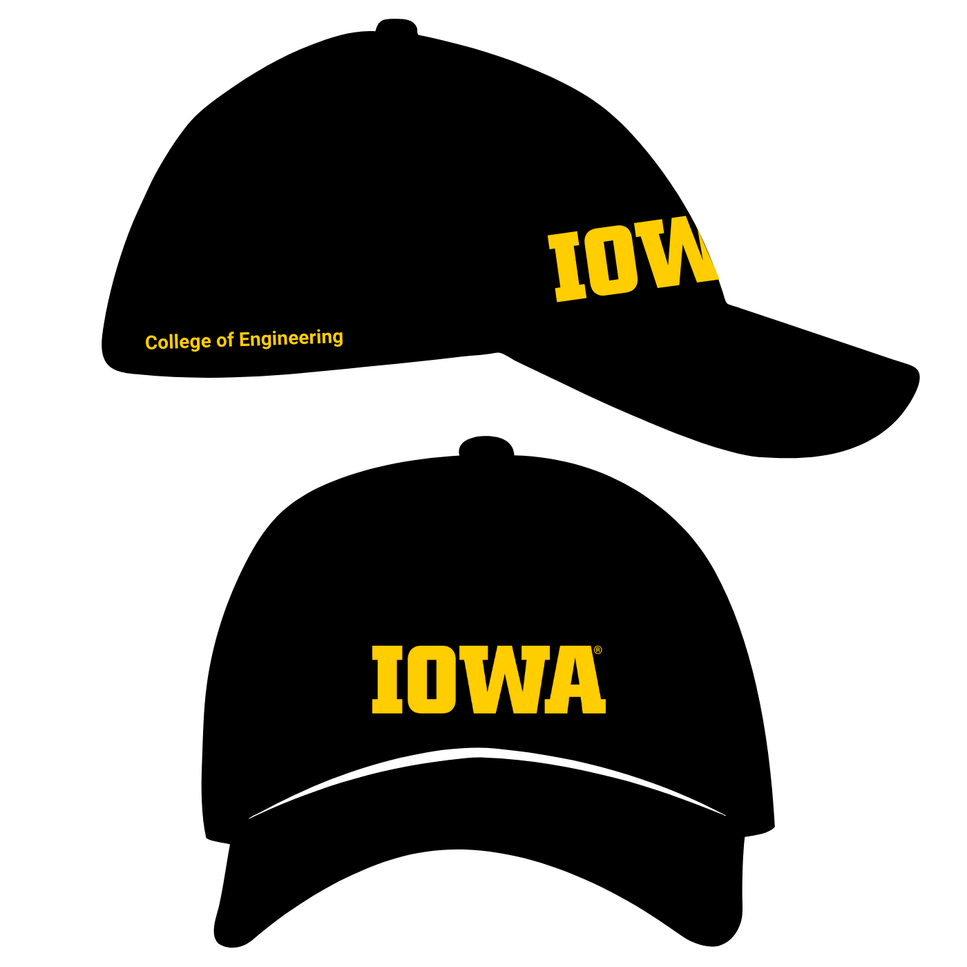 Ball cap showing block IOWA log on the front, unit name on the side