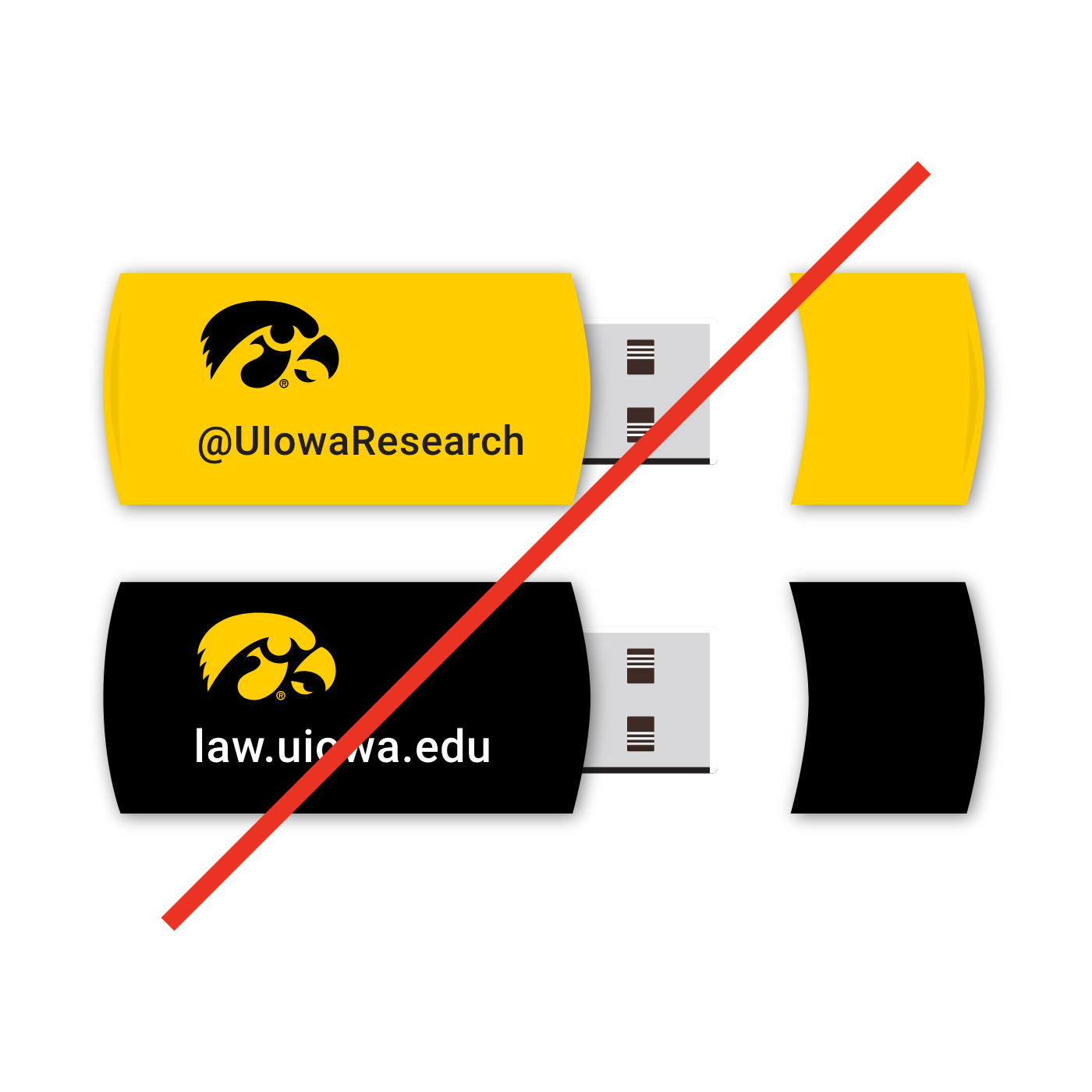 Prohibited example of the Tigerhawk used in place of the block IOWA on a USB drive