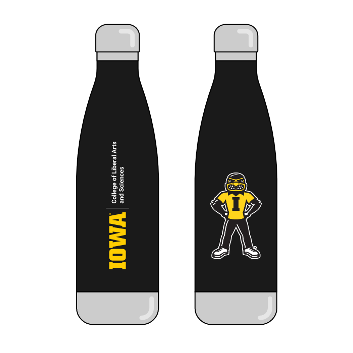 Branded mockup of CLAS water bottle