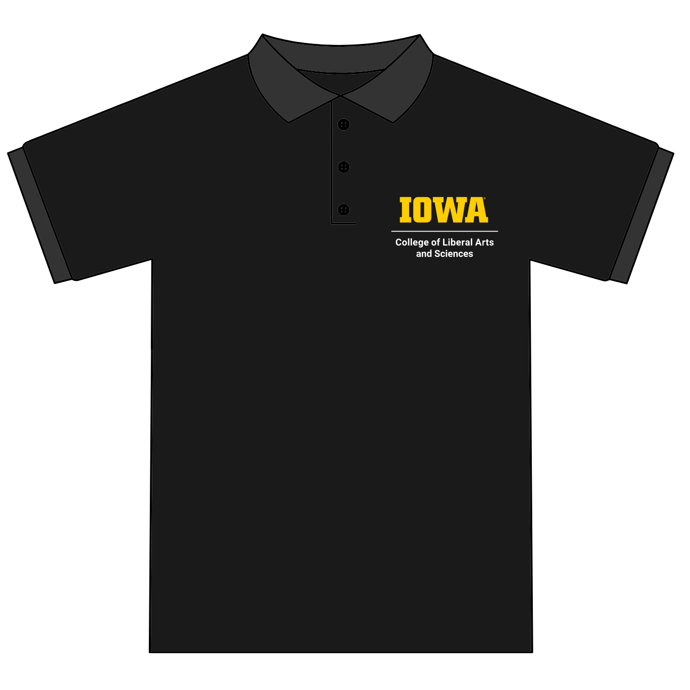 Black polo with a unit lockup on left chest