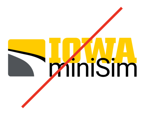 Block IOWA logo shown too close and incorporated into the miniSim logo