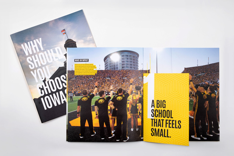 Preview of cover and inside spread from Why Iowa viewbook