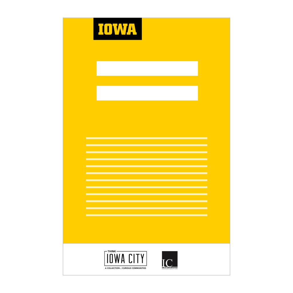 Sample communication that uses the IOWA brand with partner logos in black at the bottom