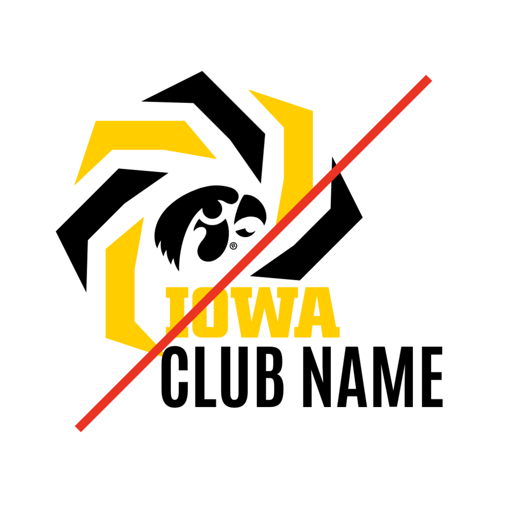The Tigerhawk and block IOWA incorporated into a unique logo to demonstrate prohibitive use