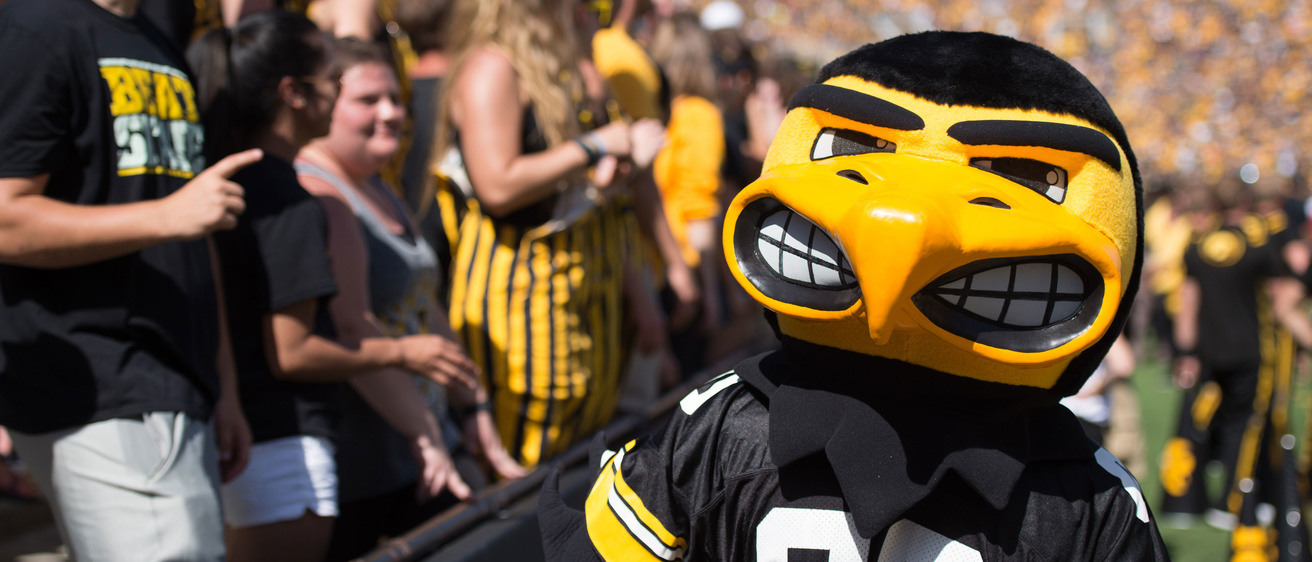Herky at a football game