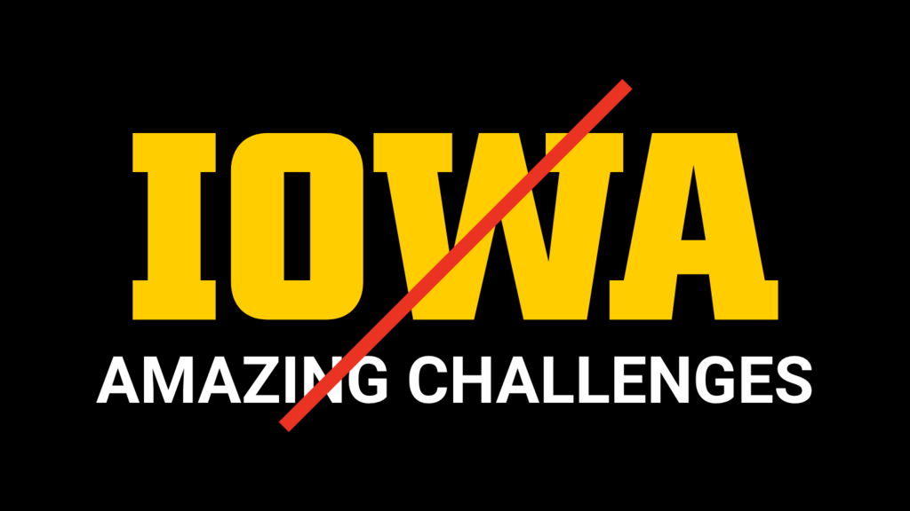The Block IOWA shown next to prohibited tagline/unit messaging