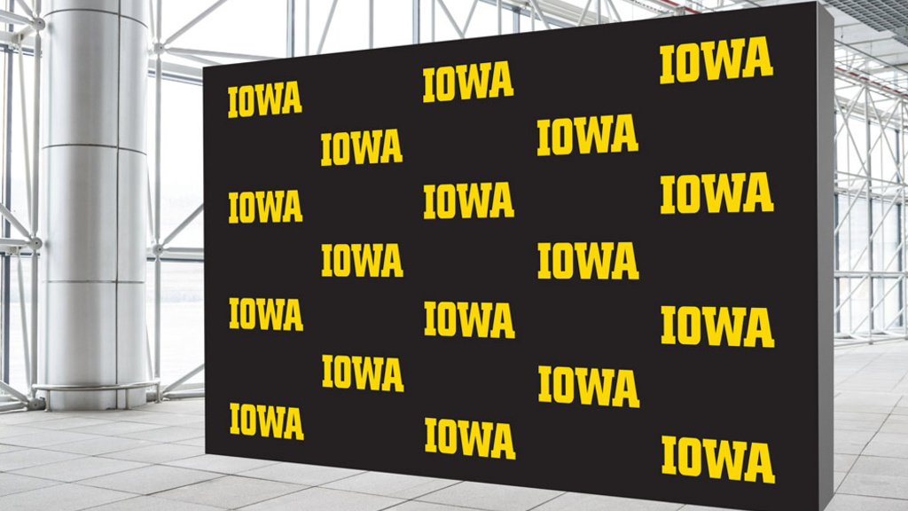 Pop up banner with repeating IOWA logo
