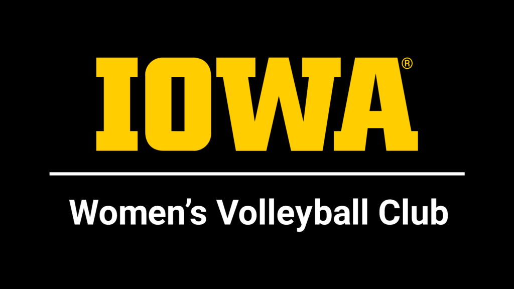 Official lockup with block IOWA logo and Women's Volleyball Club name displayed below
