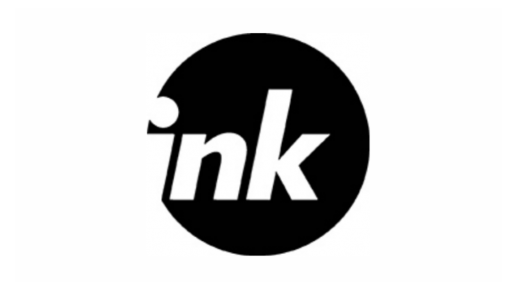 The word "ink" displayed in white within a black circle