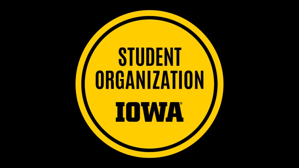 Gold on black student org badge