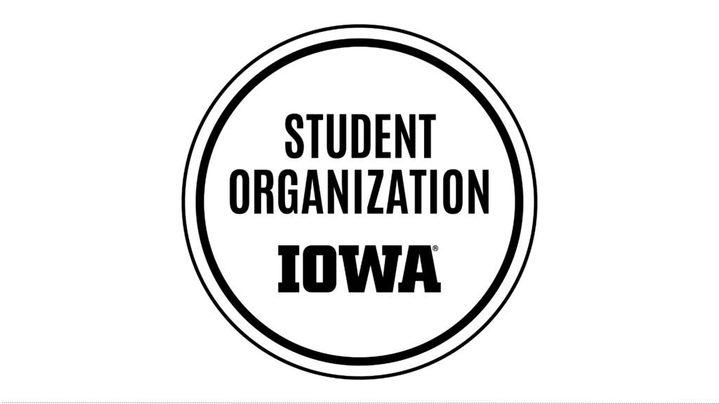 Black on white student org badge